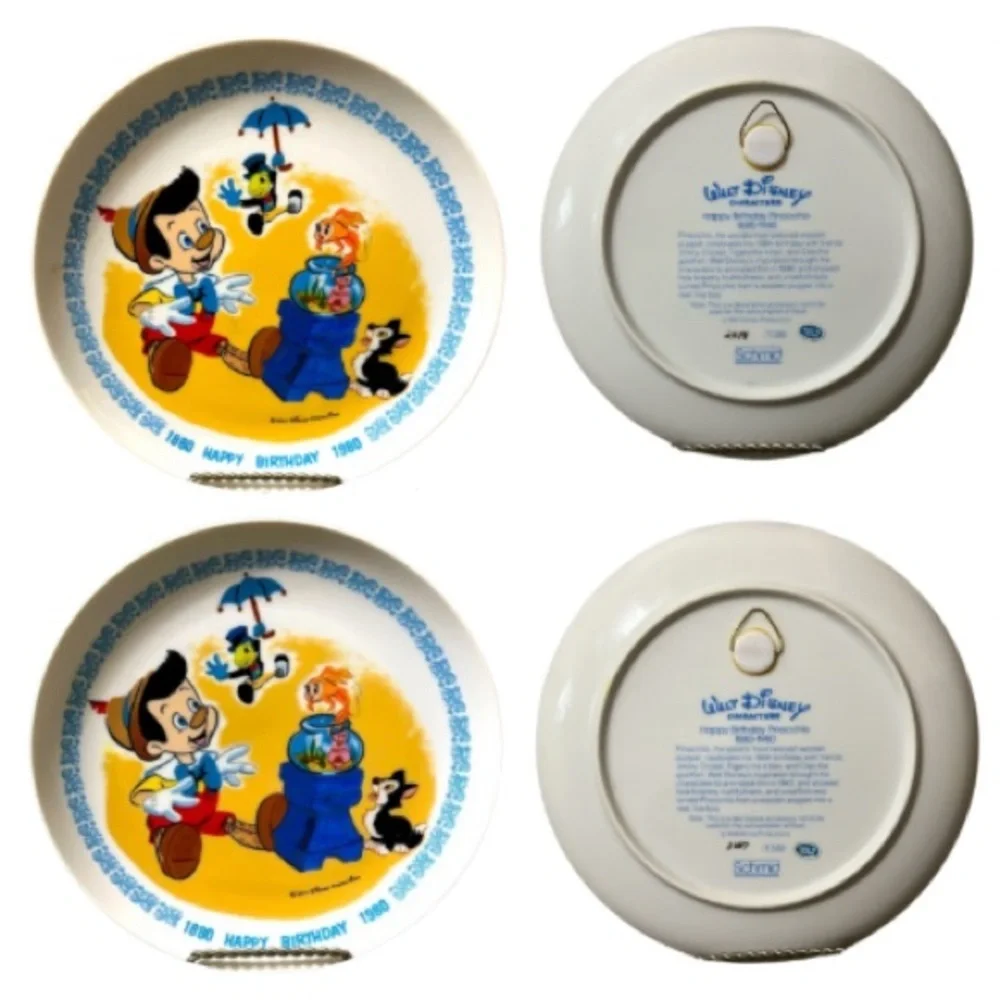 Walt Disney Pinocchio Birthday Celebration Plate- Blue and Yellow, by Schmid
